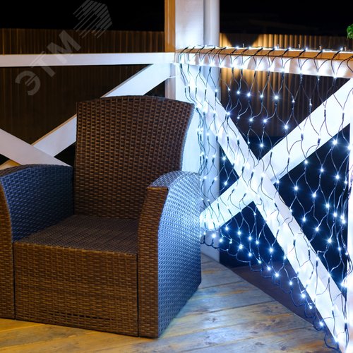Гирлянда Сеть 1х1,5 м, черный ПВХ, 160 LED белый - фото 5