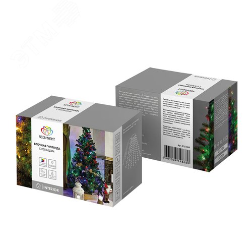 Гирлянда елочная с кольцом, 7 нитей по 1,8 м, диодов мультиколор, не соединяется 7