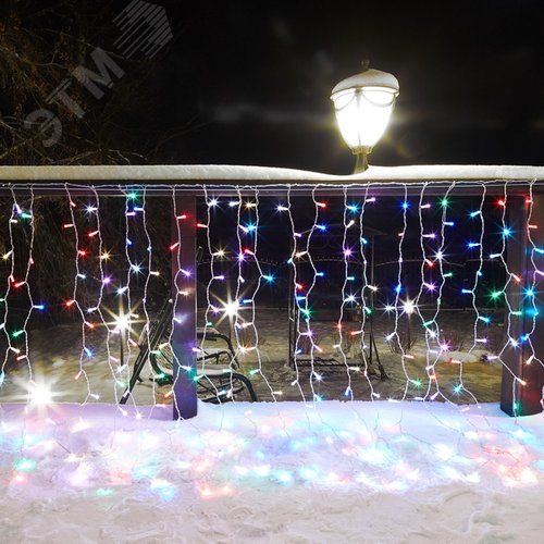 Гирлянда светодиодный Дождь 2х1,5 м, прозрачный провод, 230 В, диоды RGB, свечение с динамикой при приобретении контроллера 245-908 - фото 4