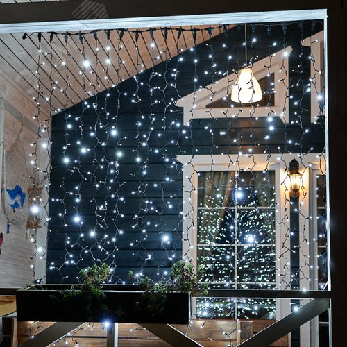 Гирлянда светодиодный Дождь 2х3 м, эффект мерцания, черный провод, 230 В, диоды белые 8