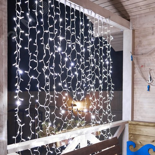 Гирлянда светодиодный Дождь 2х3 м, эффект мерцания, белый провод, 230 В, диоды белые 3