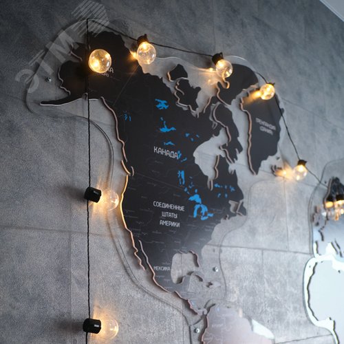 Гирлянда-лофт светодиодная 5 м, черный ПВХ, 20 LED, теплое белое свечение - фото 2