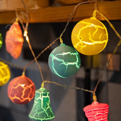 Гирлянда светодиодная карамельки 1.5 м, прозрачный ПВХ, 10 LED, теплый белый, питание 2 х АА батарейки не в комплекте 4