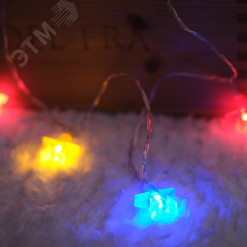 Гирлянда светодиодная Звездочки 1,5 м, 10 LED, прозрачный ПВХ, свечение мультиколор, 2 х АА батарейки не в комплекте - фото 5