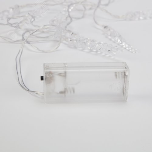 Гирлянда светодиодная Сосульки 1,5 м, 10 LED, прозрачный ПВХ, свечение белый, 2 х АА батарейки не в комплекте - фото 7