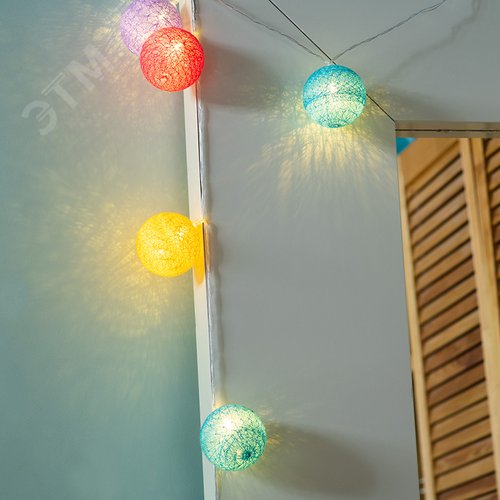 Фонарики тайские фейерверк 1,5 м, прозрачный ПВХ, 10 LED, теплый белый, питание 2 х АА батарейки не в комплекте - фото 3