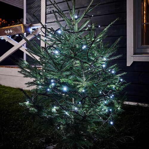 Гирлянда Твинкл Лайт 10 м, черный ПВХ, 100 диодов, белый 4