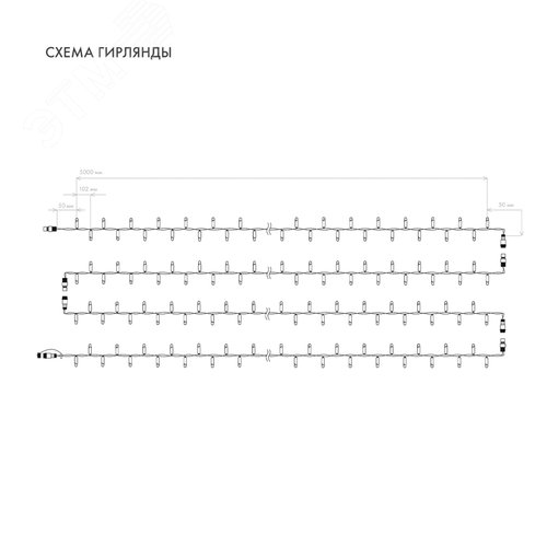 Гирлянда Нить Дюраплей 100% flashing, 20 м, черный каучук, 230 В, теплый белый - фото 7