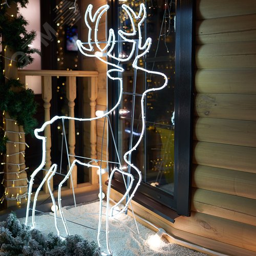 Фигура световая сказочный Олень из гибкого неона, 140х93 см, 1680 LED, белое свечение - фото 4