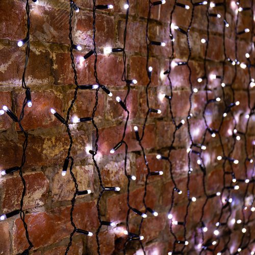 Гирлянда светодиодный Дождь 2х1,5 м, постоянное свечение, черный провод, 230 В, диоды белые 3