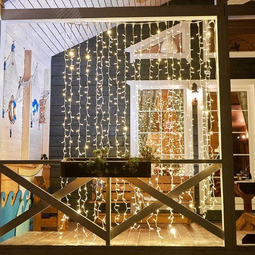 Гирлянда светодиодный Дождь 2х3 м, постоянное свечение, белый провод, 230 В, диоды тёплый белый 9