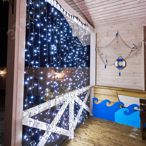 Гирлянда светодиодный Дождь 2х3 м, постоянное свечение, черный провод, 230 В, диоды белые 4