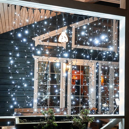 Гирлянда светодиодный Дождь 2х3 м, эффект мерцания, черный провод, 230 В, диоды белые 9