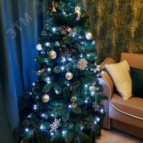 Гирлянда Твинкл Лайт 15 м, темно-зеленый ПВХ, 120 LED, белый 2