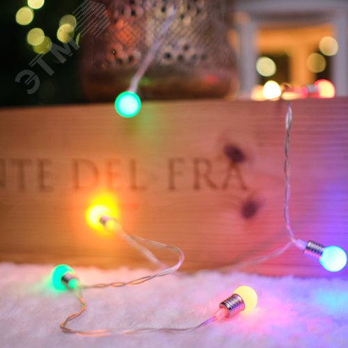 Гирлянда светодиодная мини-лампочки 1.5 м, 10 LED, прозрачный ПВХ, свечение мультиколор, 2 х АА батарейки не в комплекте - фото 5