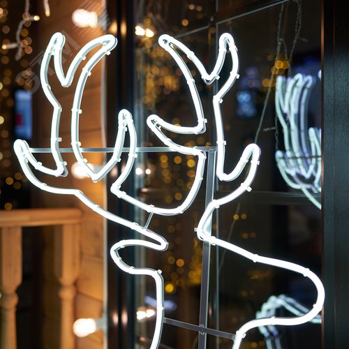 Фигура световая сказочный Олень из гибкого неона, 140х93 см, 1680 LED, белое свечение - фото 5