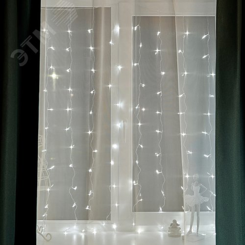 Гирлянда светодиодная Дождь 1.5х1.5 м 144 LED, прозрачный ПВХ, с контроллером, холодное белое свечение - фото 4