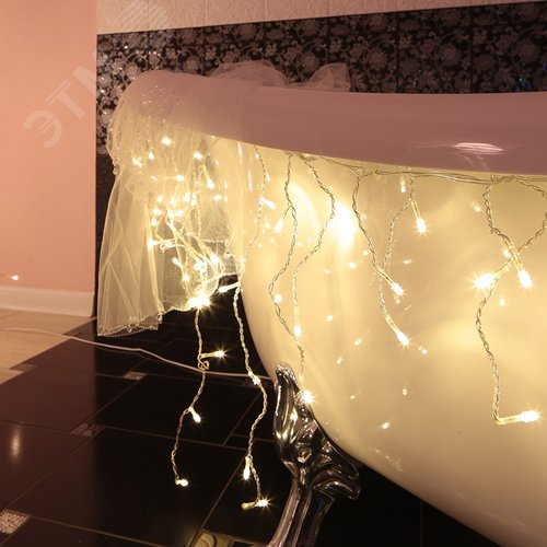 Гирлянда Айсикл Бахрома светодиодная, 1,8 х 0,5 м, прозрачный провод, 230 В, диоды тёплый белый 3
