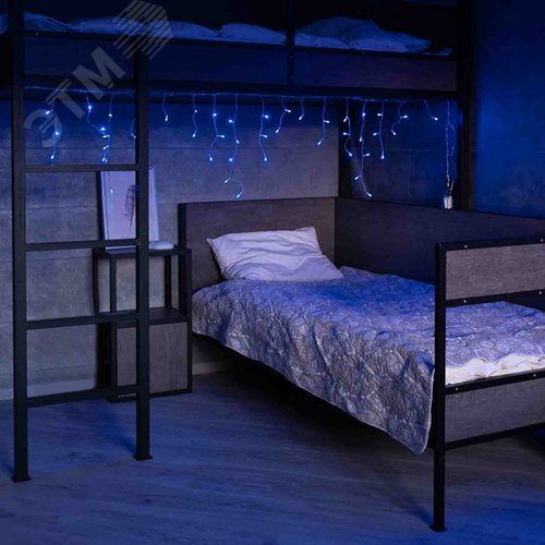 Гирлянда Айсикл Бахрома светодиодный, 1,8 х 0,5 м, прозрачный провод, 230 В, диоды синие 4