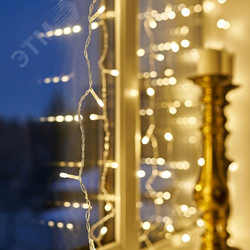 Гирлянда светодиодный Дождь 2,5x2 м, свечение с динамикой, прозрачный провод, 230 В, диоды тёплый белый 2