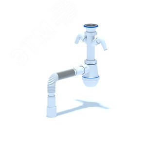 Сифон для мойки АНИ Грот 1 1/2'X40 c двумя отводами для стиральной и посудомоечной машины с гибкой трубой 40х40/50 - АНИ пласт