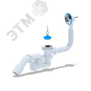 Сифон для ванны АНИ 1 1/2' с выпуском и переливом регулируемый с переходной трубой 45 40х50