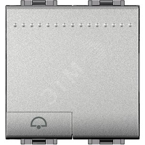 LivingLight Кнопка (NO) с символом Звонок , 2 модуля, цвет алюминий - Legrand