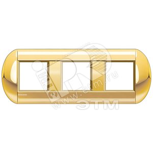 LivingLight Рамка овальная 3 поста Золото (LNB4802M3OC) - BTicino
