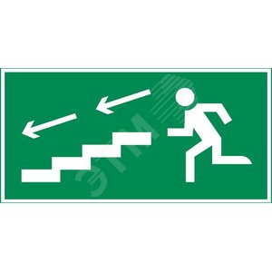 Пиктограмма ''ПО ЛЕСТНИЦЕ ВНИЗ ВЛЕВО'' 300х150мм для аварийно-эвакуационного светильника Vision/IP65 Basic