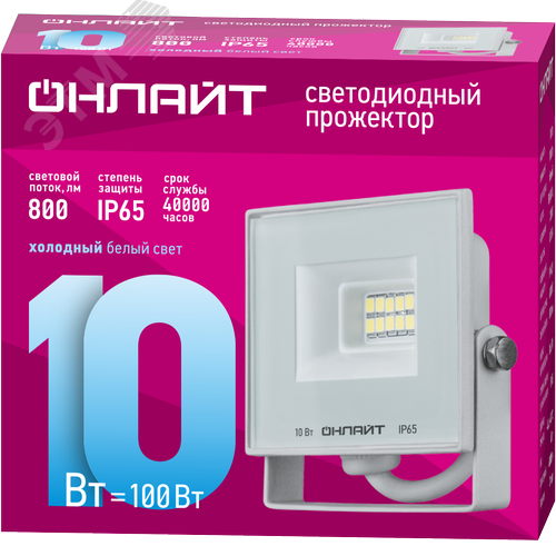 Прожектор светодиодный ДО-10w OFL-10-6K-WH-IP65-LED - фото 2