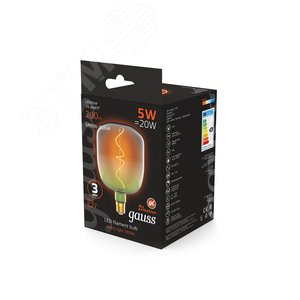 Лампа светодиодная филаментная LED 5 Вт 200 лм 1800К V140 теплый E27 AC 220В зеленая колба Black Filament 5