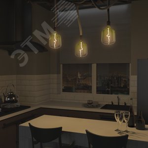 Лампа светодиодная филаментная LED 5 Вт 200 лм 1800К V140 теплый E27 AC 220В зеленая колба Black Filament 6