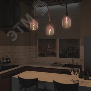 Лампа светодиодная филаментная LED 5 Вт 200 лм 1800К V140 теплый E27 AC 220В розовая колба Black Filament 6