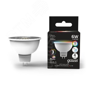 Лампа светодиодная LED 6 Вт 440 лм RGBW софит MR16 GU5.3 AC 220В RGBW и диммирование от пульта Black - фото 2