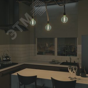 Лампа светодиодная филаментная LED 5 Вт 190 лм 1800К шар G125 теплый E27 AC 220В голубая колба Black Filament Gauss 6