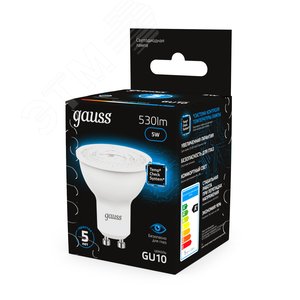 Лампа светодиодная LED 5 Вт 530 лм 6500К софит MR16 холодный GU10 AC 220В Black - фото 14