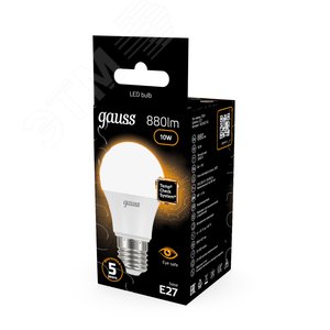 Лампа светодиодная LED 10 Вт 880 лм 3000К А60 груша теплый E27 AC 220В Black 14