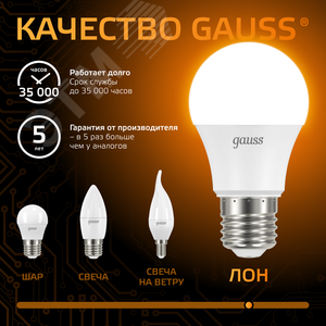 Лампа светодиодная LED 10 Вт 880 лм 3000К А60 груша теплый E27 AC 220В Black 7