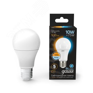 Лампа светодиодная LED 10 Вт 930 лм 2700-4100К А60 груша E27 AC 220В изменяемая цветовая температура Black - фото 2