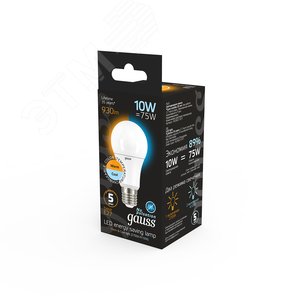 Лампа светодиодная LED 10 Вт 930 лм 2700-4100К А60 груша E27 AC 220В изменяемая цветовая температура Black - фото 5