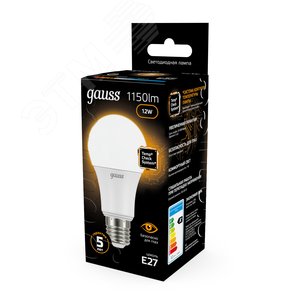 Лампа светодиодная LED 12 Вт 1150 лм 3000К А60 груша теплый E27 AC 220В Black 13