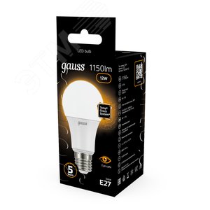 Лампа светодиодная LED 12 Вт 1150 лм 3000К А60 груша теплый E27 AC 220В Black 14