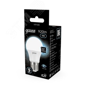 Лампа светодиодная LED 10 Вт 920 лм 4100К А60 груша нейтральный E27 AC 220В Black 14