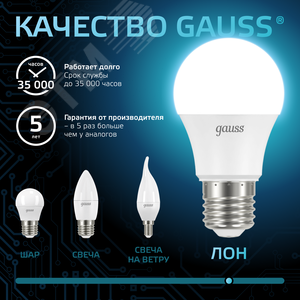 Лампа светодиодная LED 10 Вт 920 лм 4100К А60 груша нейтральный E27 AC 220В Black 7