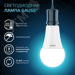 Лампа светодиодная LED 16 Вт 1520 лм 4100К А60 груша нейтральный E27 AC 220В Black 4
