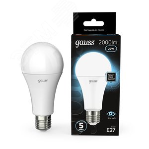 Лампа светодиодная LED 22 Вт 2000 лм 4100К А70 груша нейтральный E27 AC 220В Black 11