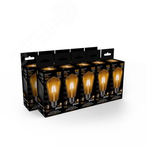 Лампа светодиодная филаментная LED 6 Вт 550 лм 2400К ST64 теплый E27 AC 220В золотистая колба Black Filament - фото 3