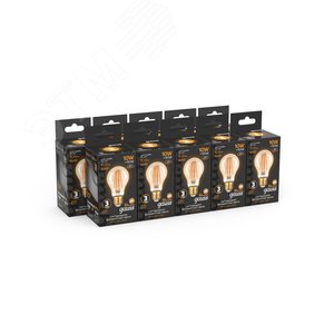 Лампа светодиодная LED 10 Вт 820 Лм 2400К golden теплая Е27 А60 Filament Gauss (102802010) - фото 3