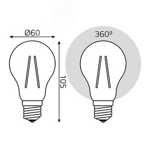 Лампа светодиодная LED 10 Вт 820 Лм 2400К golden теплая Е27 А60 Filament Gauss (102802010) - фото 7