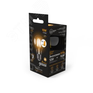 Лампа светодиодная филаментная LED 10 Вт 930 лм 2700К AC185-265В E27 А60 (груша) теплая шаговое диммирование выключателем Black Filament 6